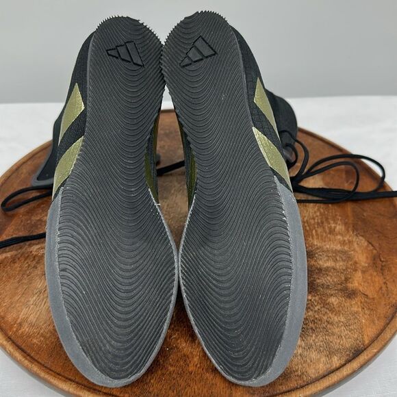 Adidas Shoes Mens 7.5 Box Hog 4 Core Black/Gold Metallic/Grey Six Boxing - Picture 8 of 11
